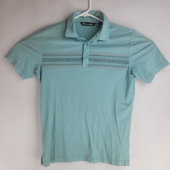 Travis Mathew Mens Size Small Baby Blue Cotton Poly Golf Polo - Picture 1 of 9